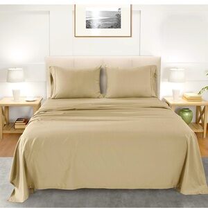 COPY - CHATEAU HOME COLLECTION KING SIZE SHEET SET TAUPE COLOR 100% 4 PIECE SET…